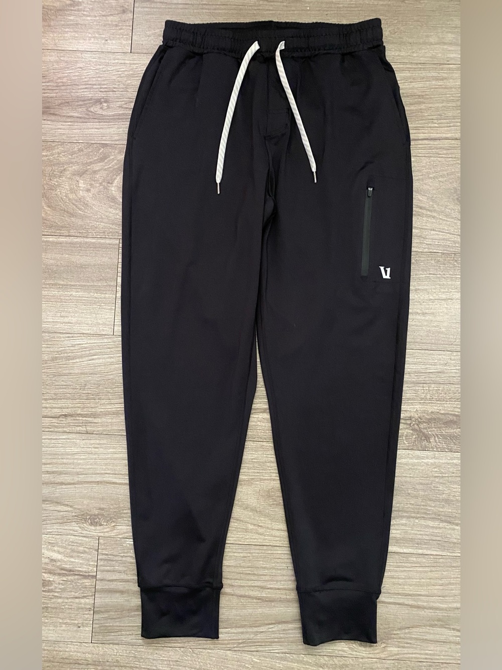 Vuori Black Joggers with White Drawstring